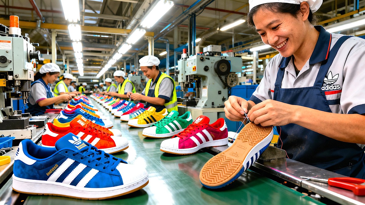 Как изготавливается обувь ADIDAS на фабрике 👟👟