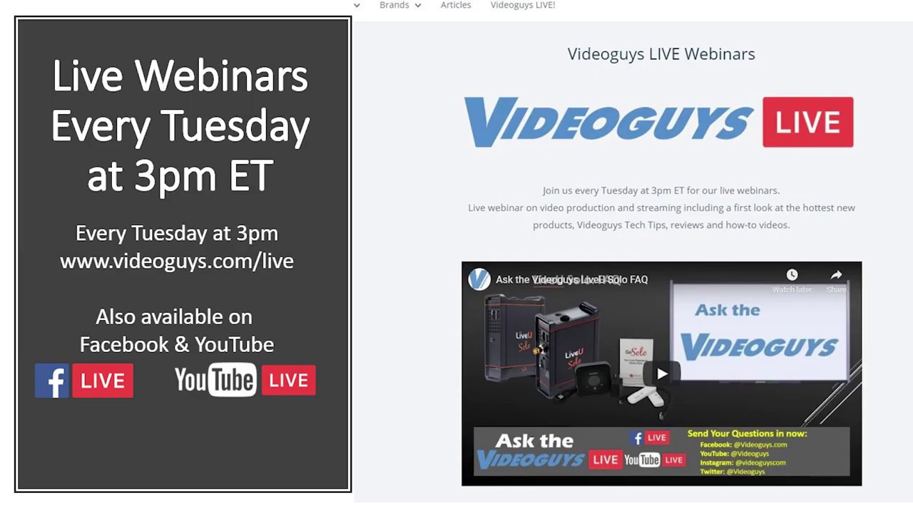 Where to Watch Videoguys LIVE