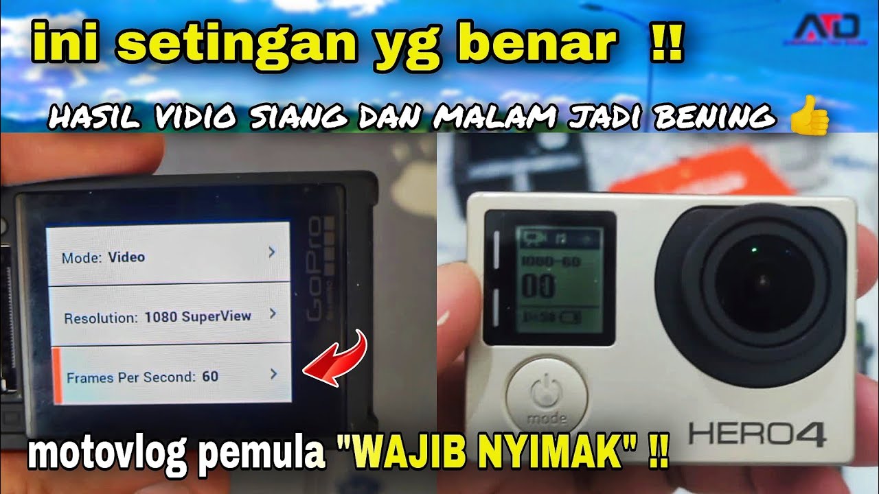 cara seting action cam gopro hero 4 silver untuk motovlog, hasil vidio siang malam di jamin bening