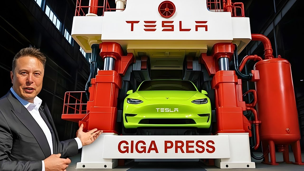Finally Revealed! INSANE 50,000-Ton Tesla Giga Press: 5 Cars AT ONCE in ONLY 5s!