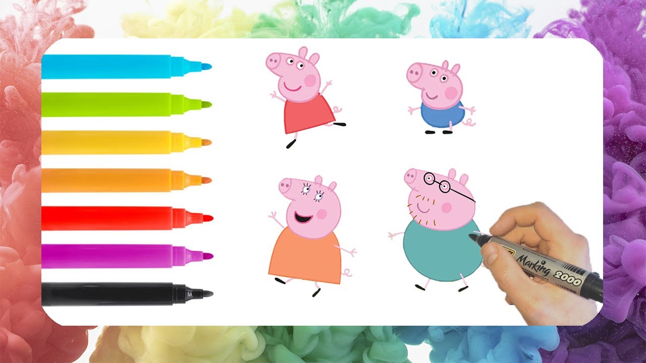 🌈☀️Aprende a Dibujar y Colorear ☀️🌈 La Familia de Peppa Pig 🐷