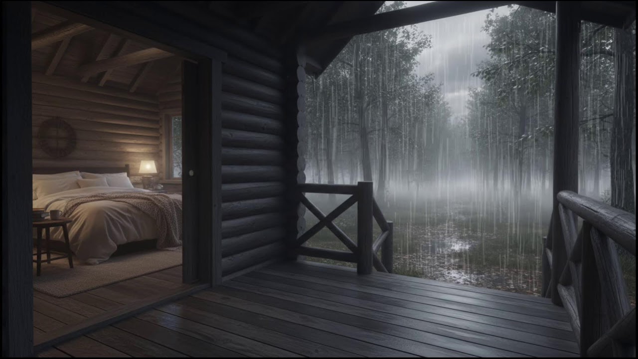 Peaceful Cabin Rainstorm at Night | Deep Sleep, Relaxation & Stress Relief Sounds