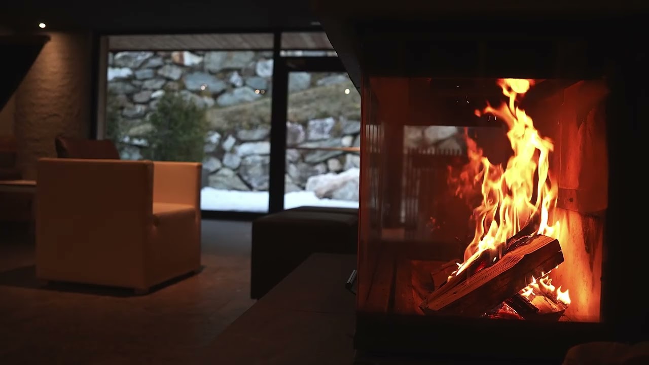 Cozy & Warm Winter Ambience w/ Fireplace Crackling Peacefully