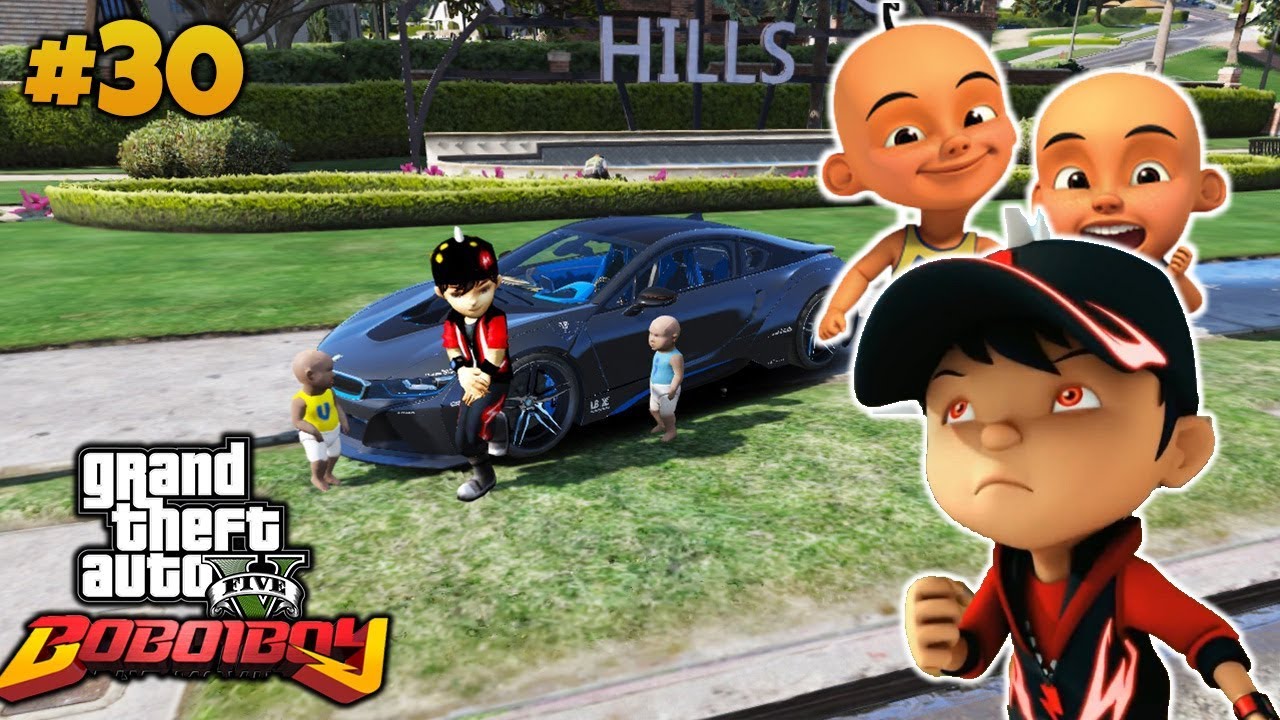 Akhirnya.!! Upin Dan Ipin Bertemu Boboiboy Halilintar GTA 5 MOD Indonesia