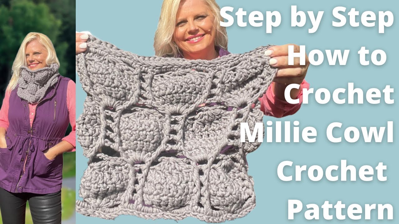 Millie Cowl Textured Free Crochet Pattern Step by Step Tutorial for Bulky Yarn with Post Stitches