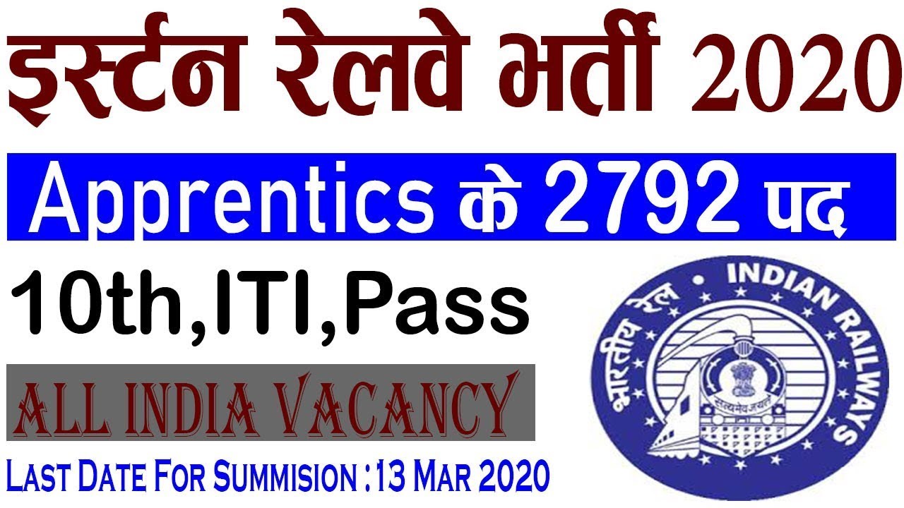 RRCER Railway Recruitment Cell 2020 -2792 posts for ITI passed