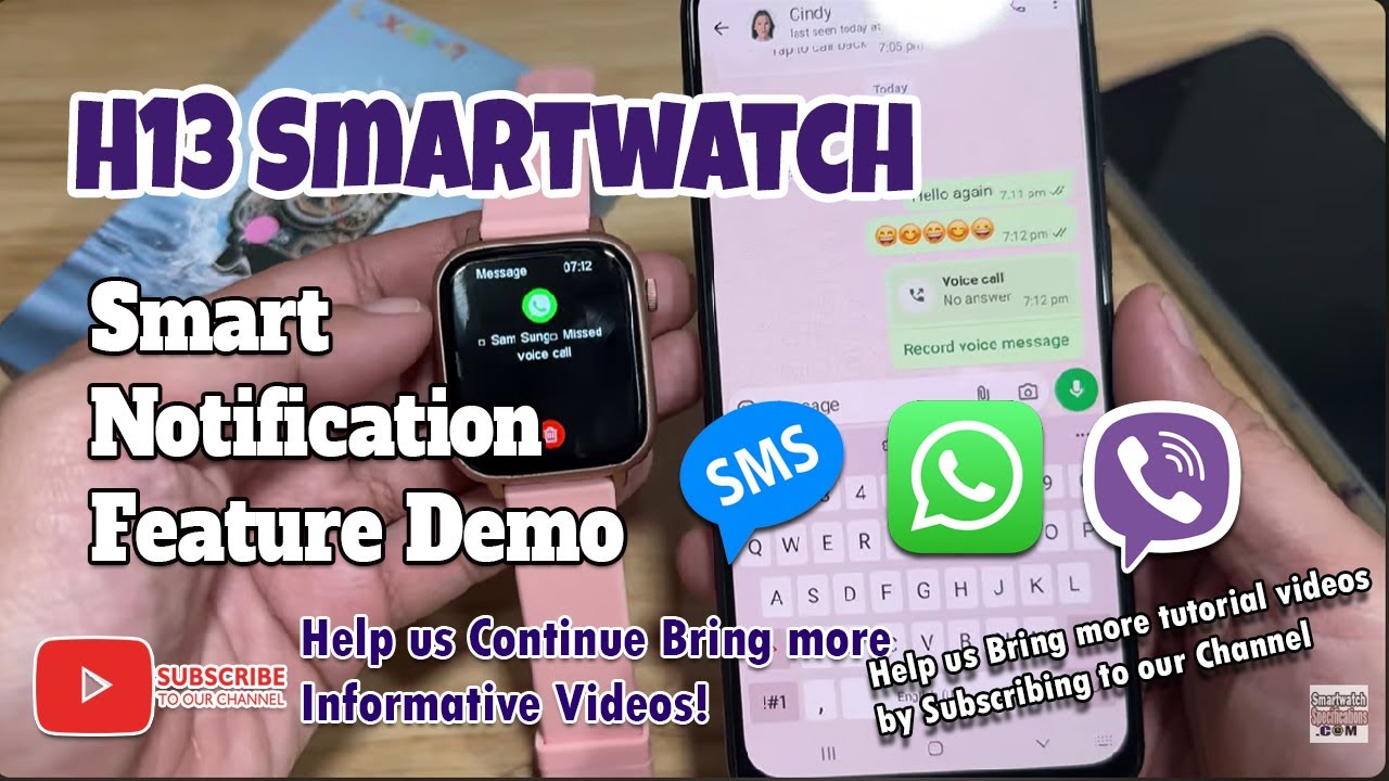[Demo] H13 Smartwatch - Smart Notifications WhatsApp, Viber, Text Messages
