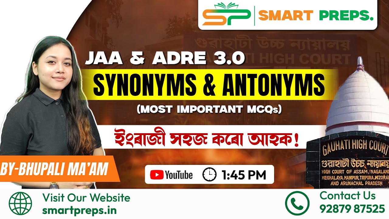 synonyms & antonyms |English Grammar /ADRE/ JAA/ For all competitive exams/ By Bhupali Sandhya Ma'am