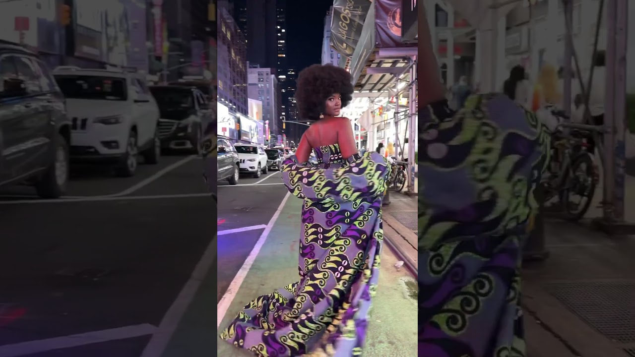 Black Barbie in Times Square 👸🏾 #fashion #model #foryou #style #africanfashion