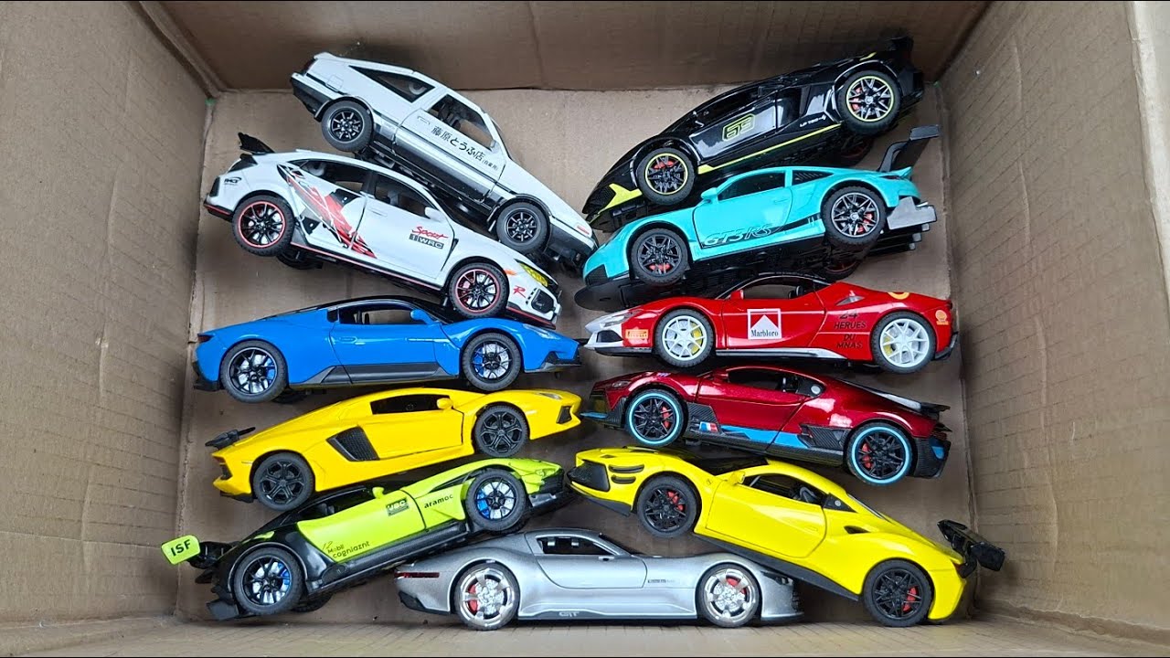 Box Full of Model Cars -Mazda Mx5, Koenigesgg Jesko, Lamborghini Scv12, Byd Yang Wang U8, Toyota Car