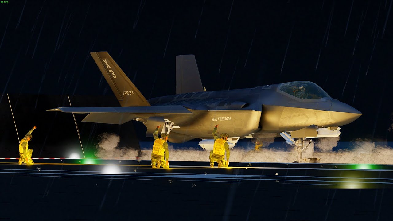 USN F-35C Lightning-II Night Strike Mission From USS Nimitz Aircraft Carrier | Arma 3 |