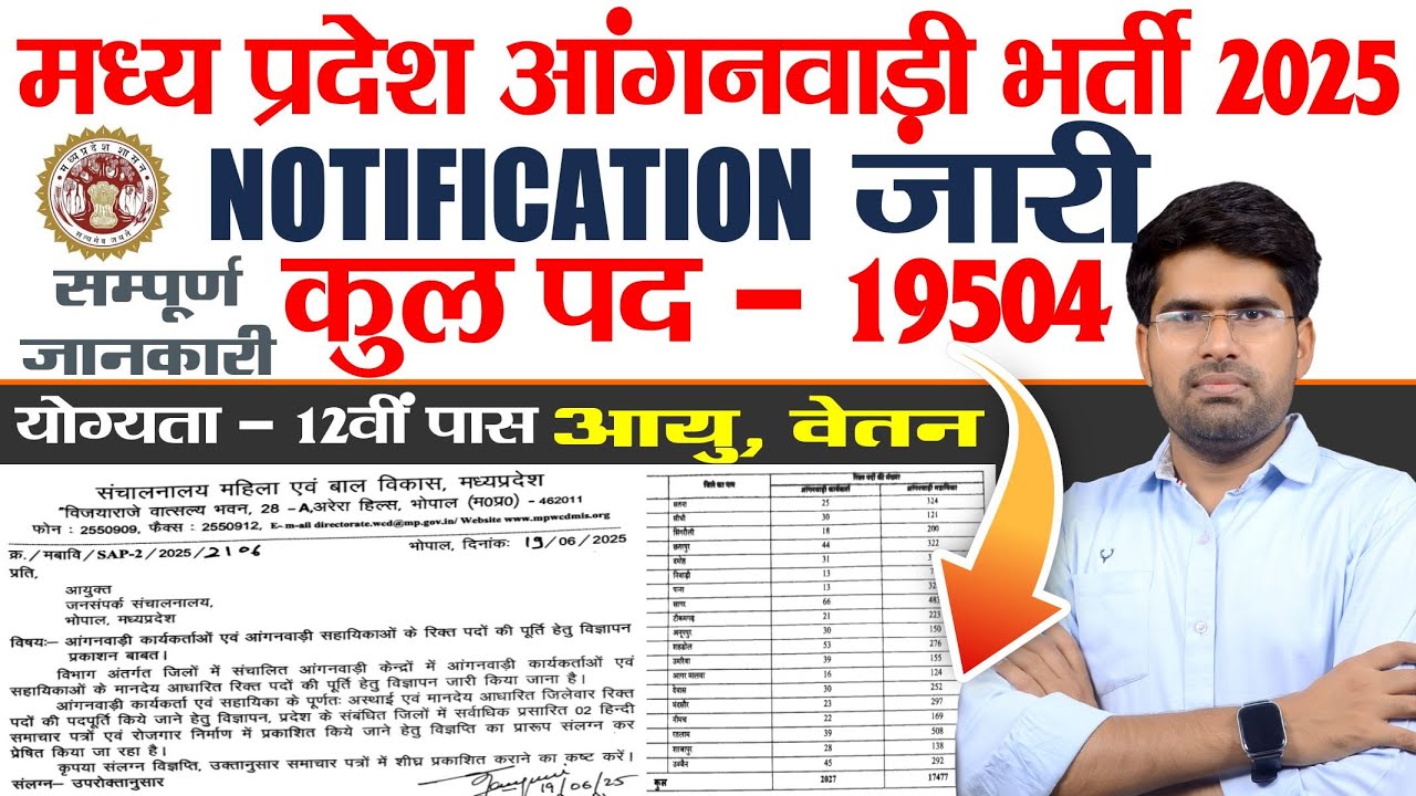 मध्य प्रदेश आंगनवाड़ी भर्ती 2025 नोटिफिकेशन जारी | कुल पद 19504 | MP NEW VACANCY 2025 | RAMNIVAS SIR