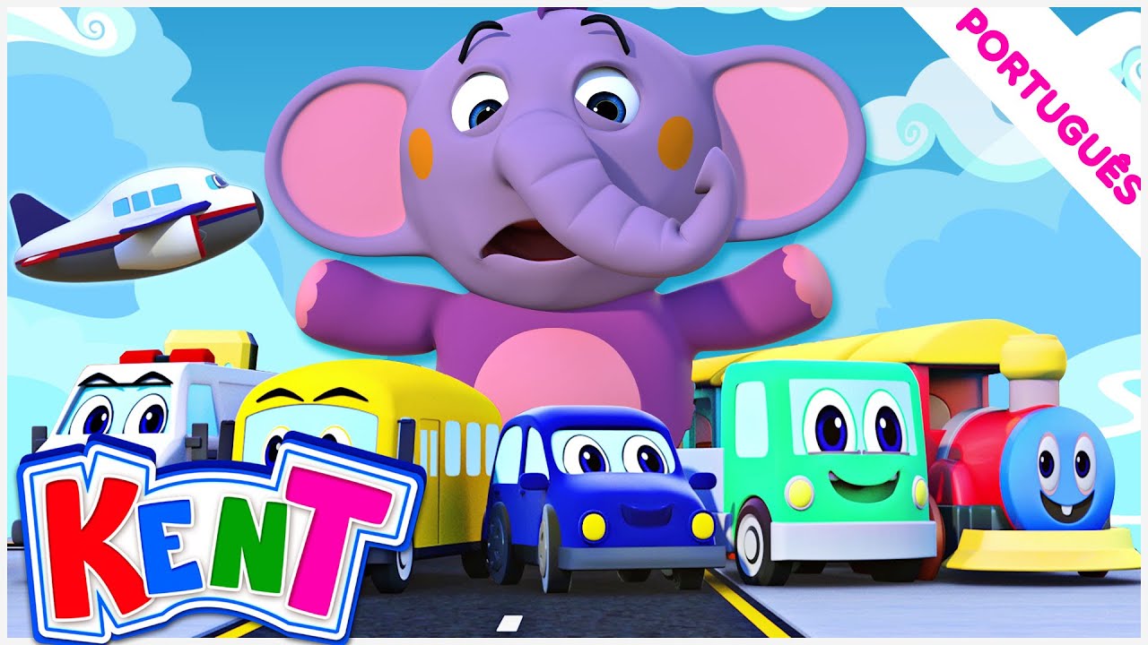 ✈️ APRENDA OS TRANSPORTE COM KENT 🚗 🚔Vídeos Infantis Educativos - Kent o Elefante