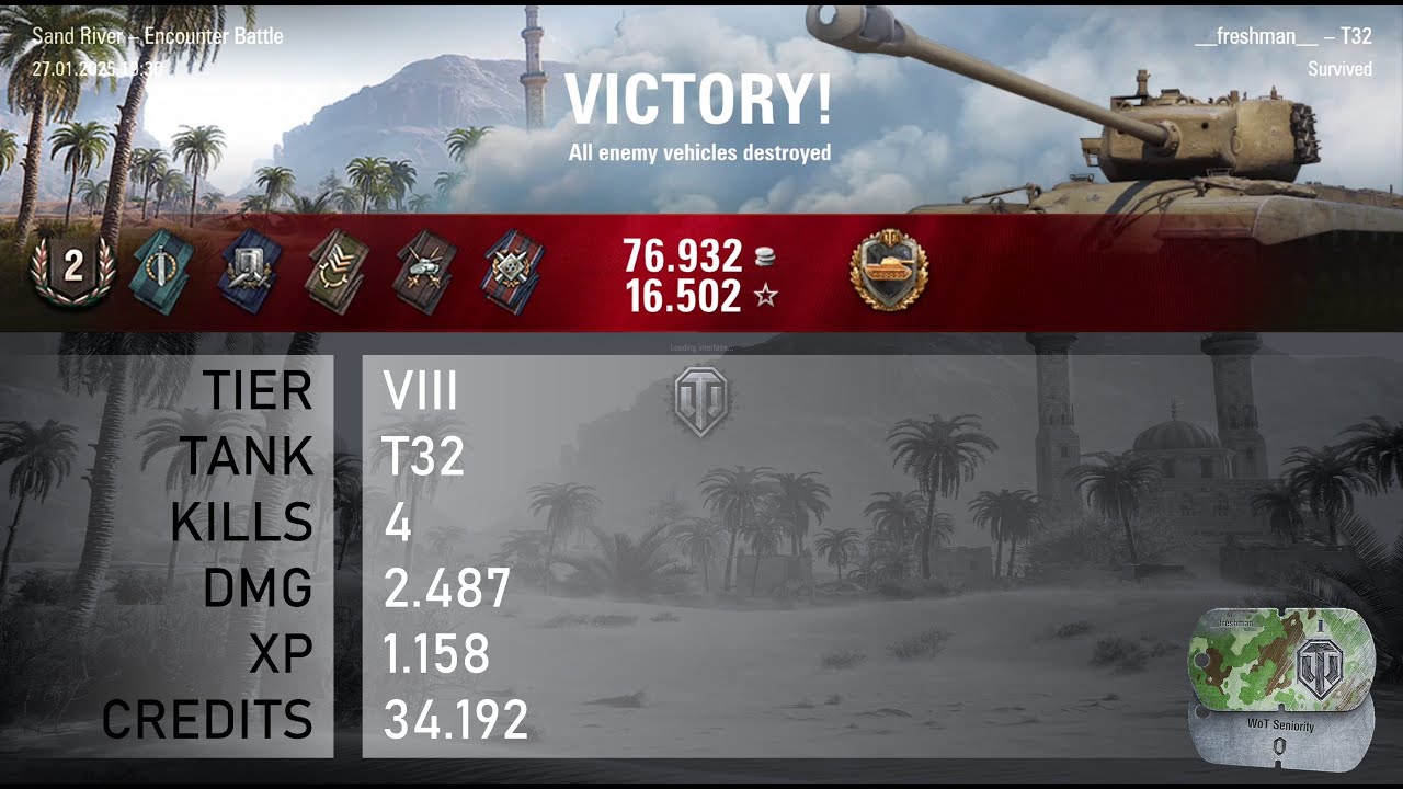 [1769] T32 / 4 kills / 2.487 dmg / 1.158 xp / 34.192 credits || World of Tanks