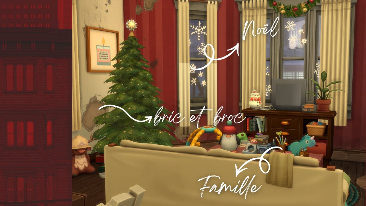 J'ai créé un appartement de Noël en bric et de broc | Les Sims 4 🎄​👨‍👩‍👧‍👦​