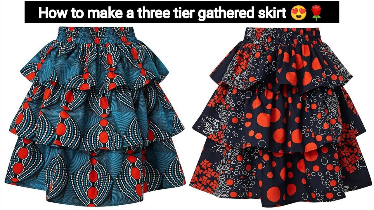 How to Cut and Sew a Three_Layer Gathered Skirt with Perfect Waist Band / Very Easy Tutorial.🔥