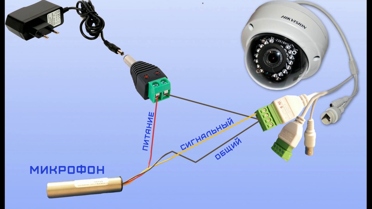 Как подключить микрофон к ip камере Hikvision