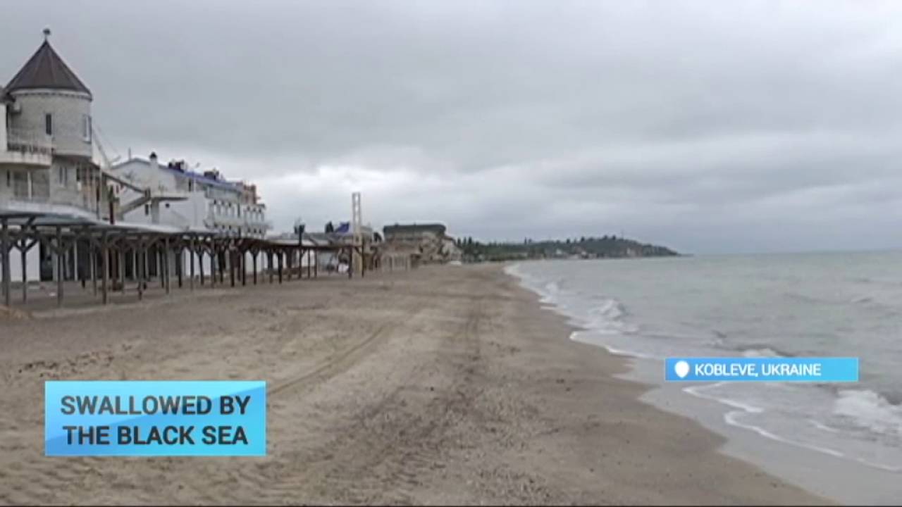 Swallowed by Black Sea: Rising water levels threaten popular resort town in Ukraine