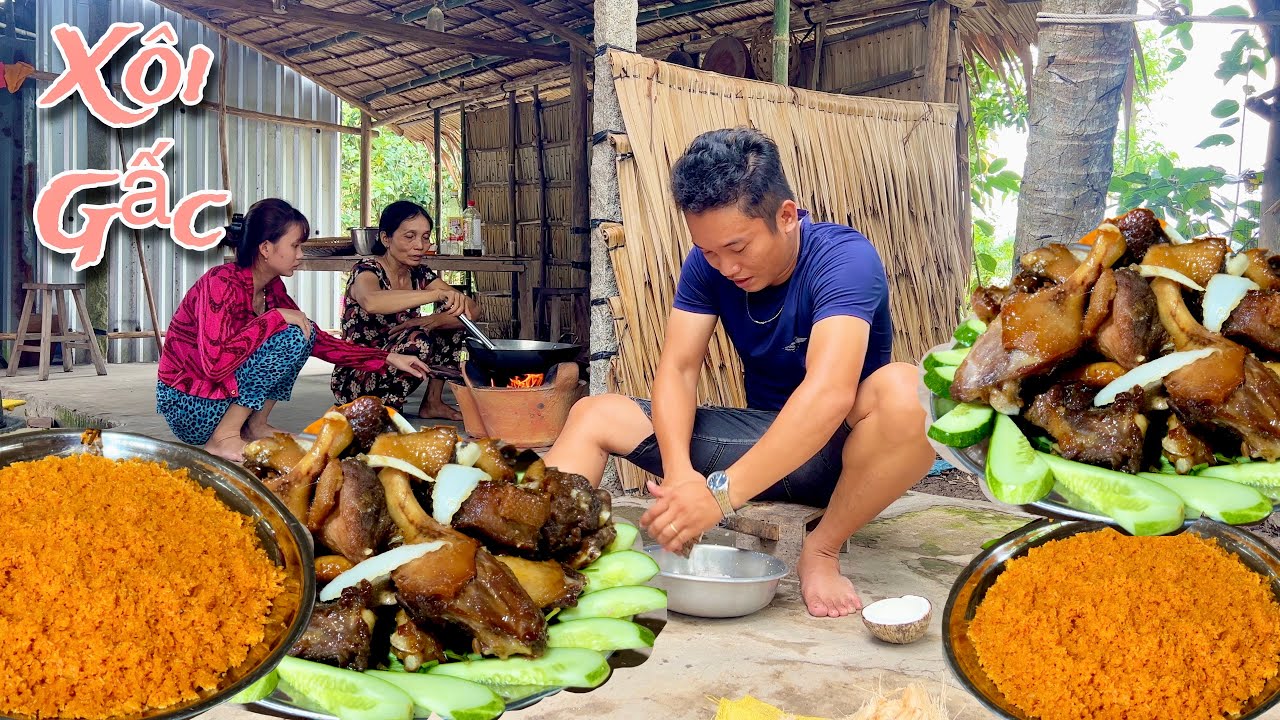 Xôi Gấc Vịt Chiên Nước Mắm - Bí Quyết Nấu Xôi Gấc Nước Cốt Dừa Dẻo Thơm Mềm Béo | KBMQ T128