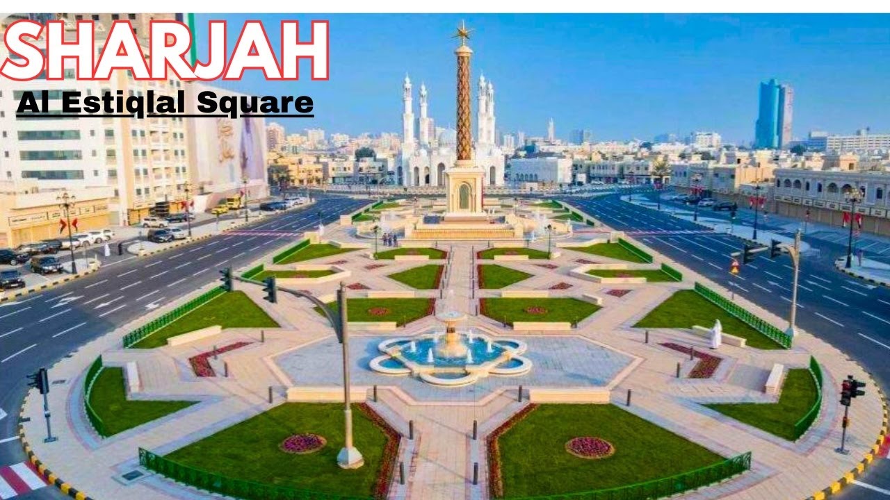 SHARJAH 4k 🇦🇪  |  Newly Renovated Mobile Roundabout Walking Tour | Estiqlal Square
