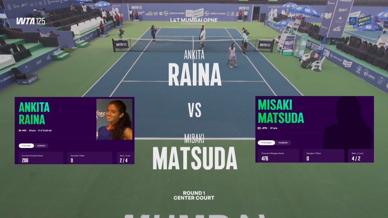 Ankita Raina (IND) vs  (Q) Misaki Matsuda (JPN)  -  Game, Set, Match