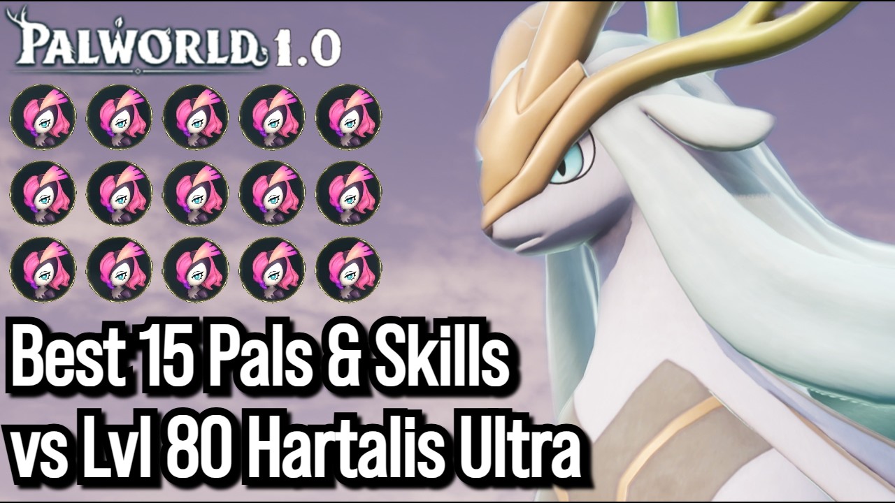 Level 80 Hartalis Ultra Raid - 15 Pals Both Phases - Palworld 1.0 Guide