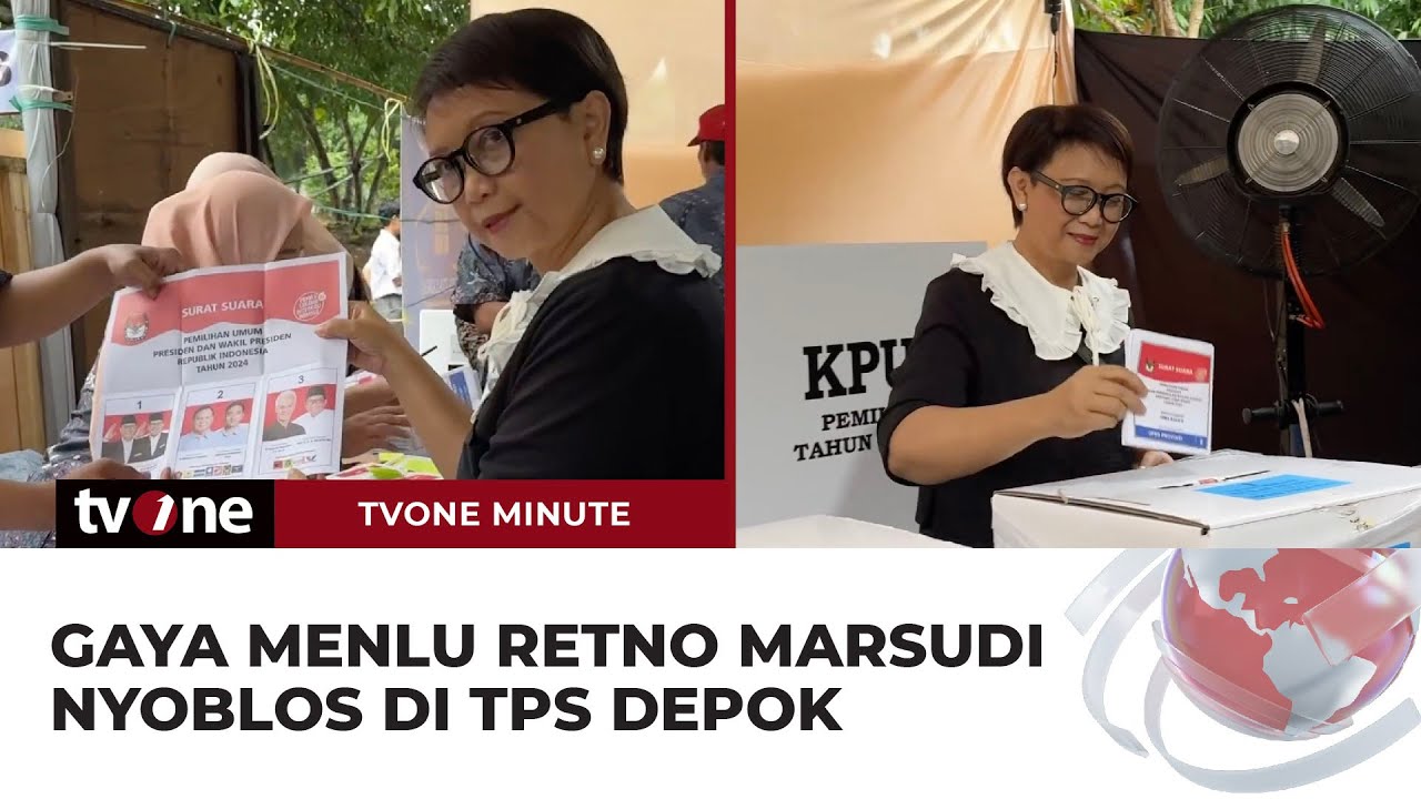 Nyoblos di TPS, Menlu Retno Marsudi Pakai Outfit Bernuansa Hitam | tvOne Minute