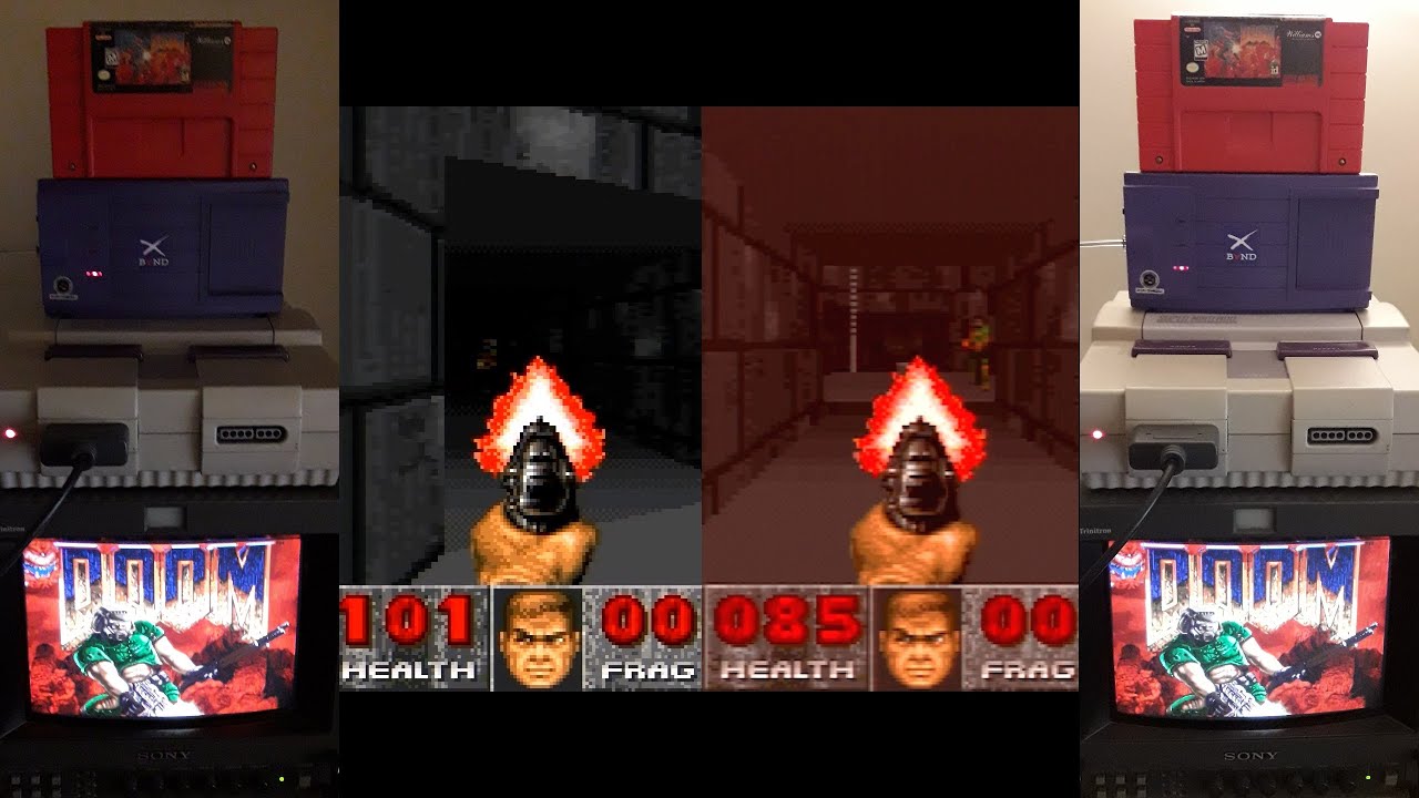Playing DOOM Online on SNES XBAND in 2023 (Dual Screen View)