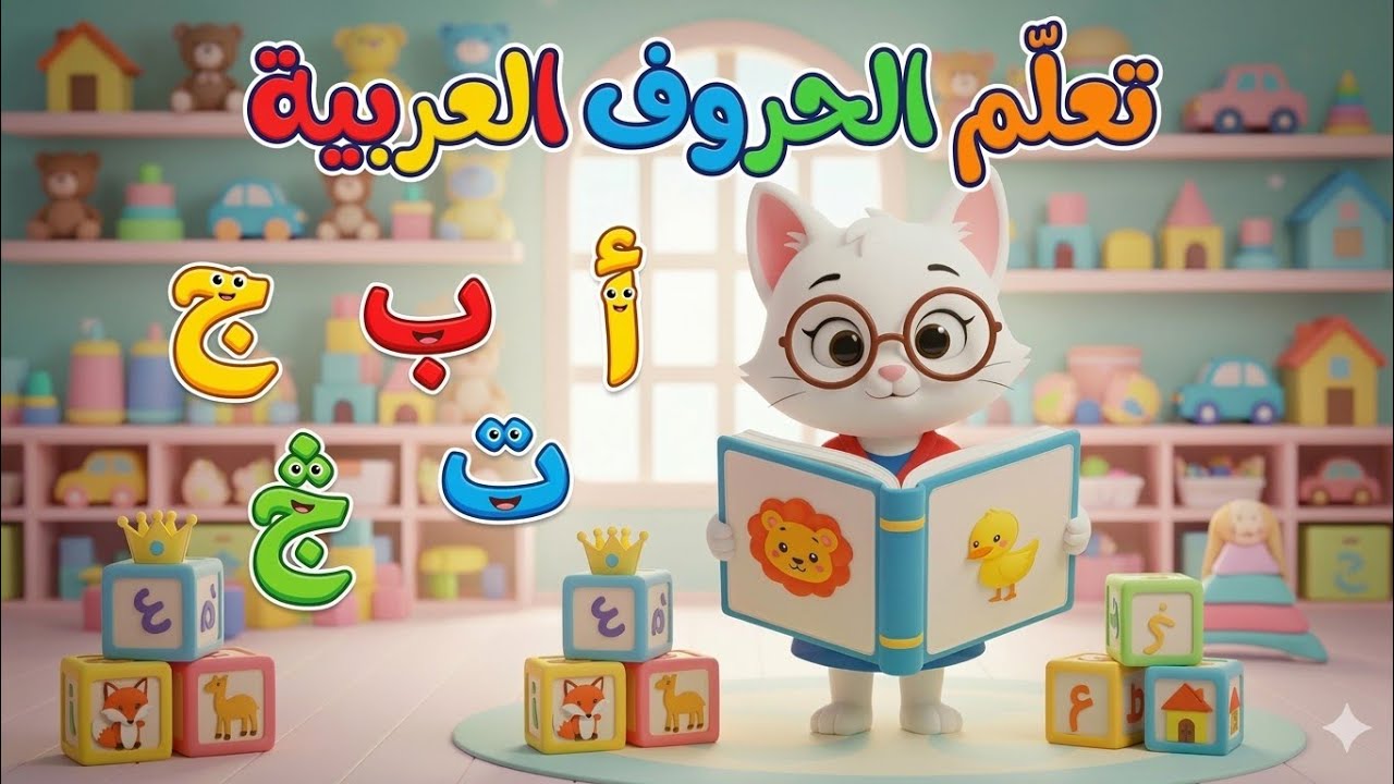 تعليم الحروف العربية للأطفال 2026 📖 كلمات، نطق، وفيديوهات توضيحية لكل حرف 🎈