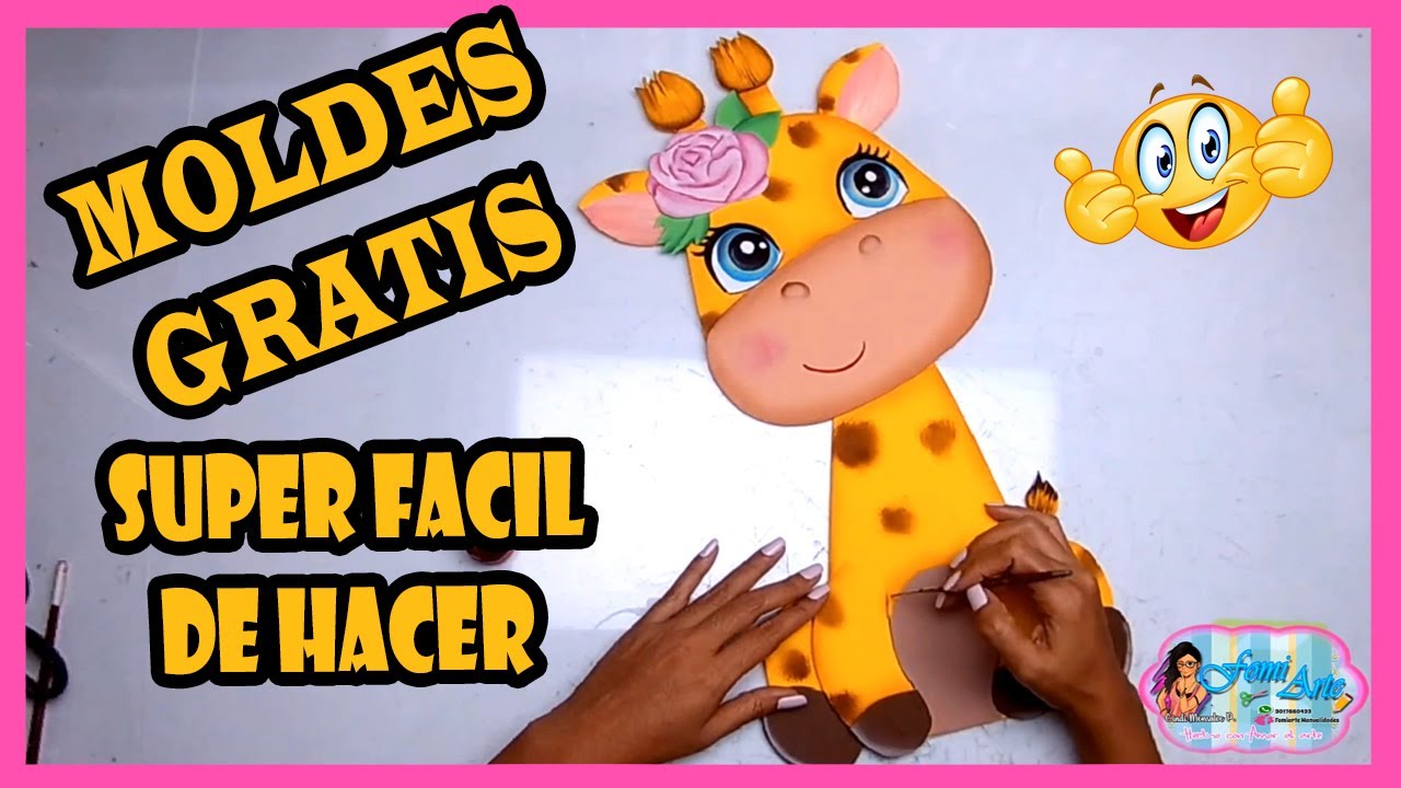 Como hacer JIRAFA en EN FOMI-FOAMY-FOAMI - GOMA EVA/Microporoso. Como Dibujar JIRAFITA.