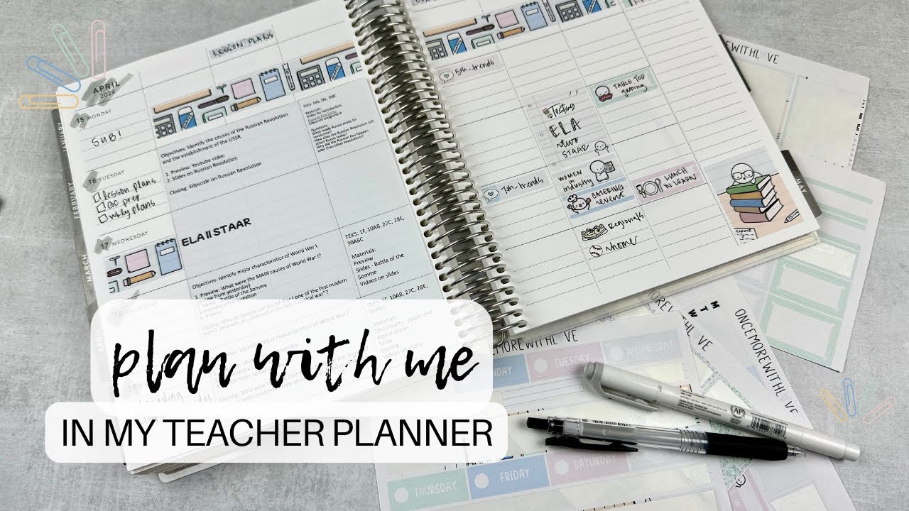 PLAN W/ ME in my teacher planner| 7x9 erin condren teacher lesson planner | tattooed teacher plans