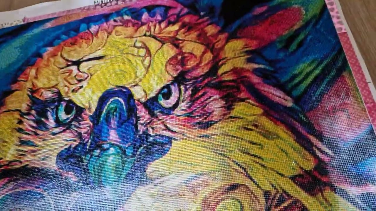 Diamond Painting: Der Colorful Eagle von Painterbox ist fertig. Versiegelung mit Baufan.