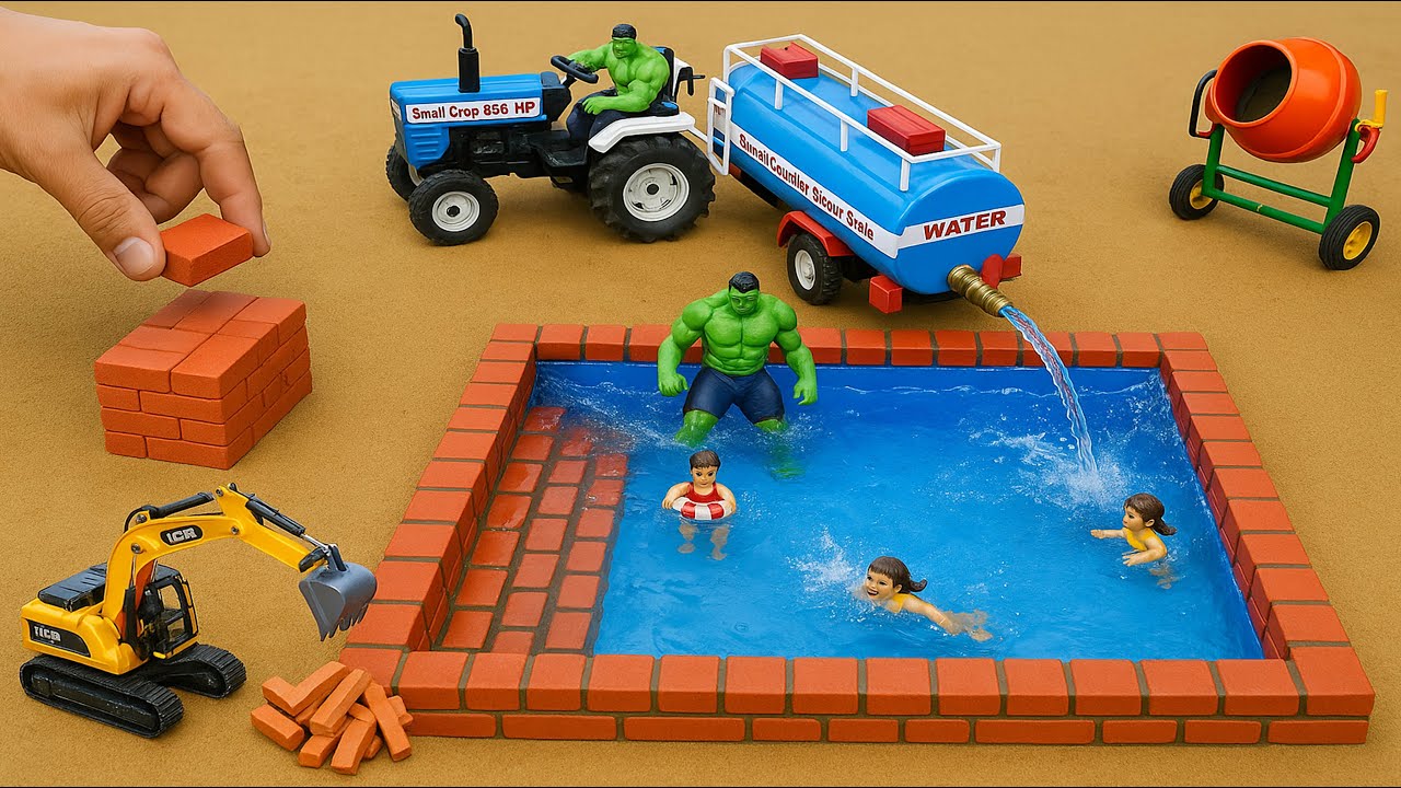 Mini Bricks Swimming Pool Construction Science Project ⁨@Small_Creator01⁩