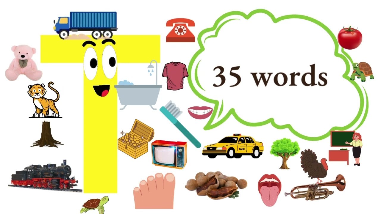 T words for toddlers, preschool and kindergarten|words start with T | T words| phonic sound T