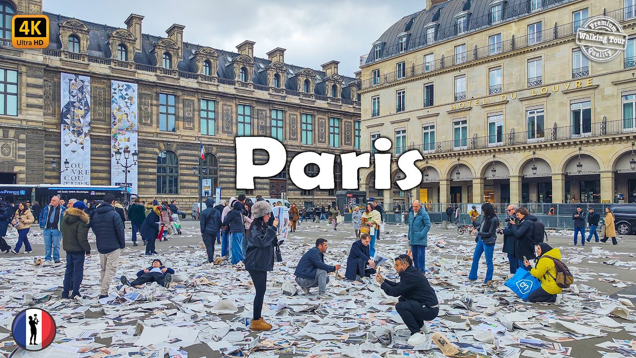 🇫🇷 PARIS Walking Tour, France, Palais Royal, Louvre, Arc du Carrousel - 4k60fps