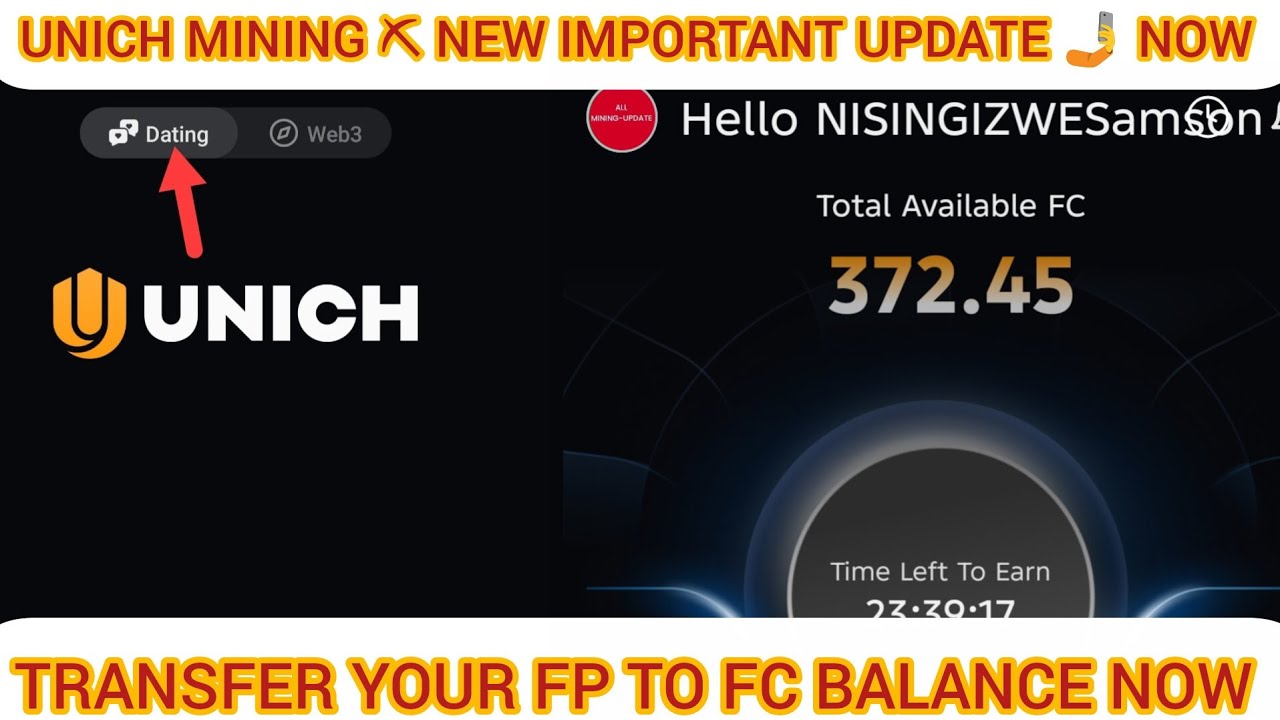UNICH MINING ⛏️ NEW IMPORTANT UPDATE 🤳 TRANSFER YOUR $FP COINS TO $FC STEP BY STEP 