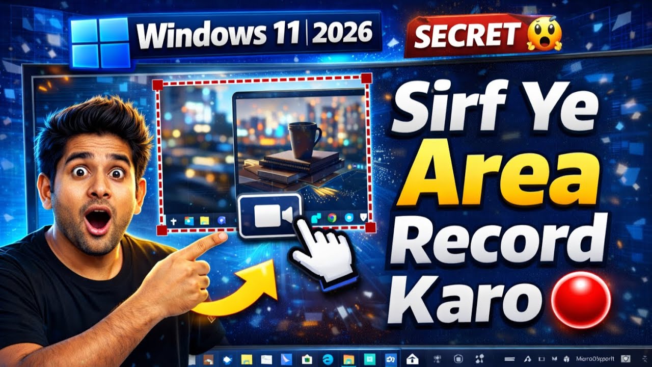 Windows 11 Me Sirf Ek Part Screen Record Kaise Kare 🔴 (Secret Feature)
