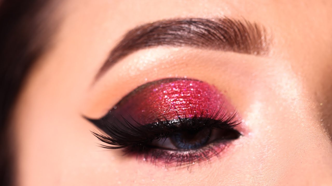 Glitter Red Bridal Eye Makeup Tutorial || Step by step Eyeshadow Makeup || Shilpa
