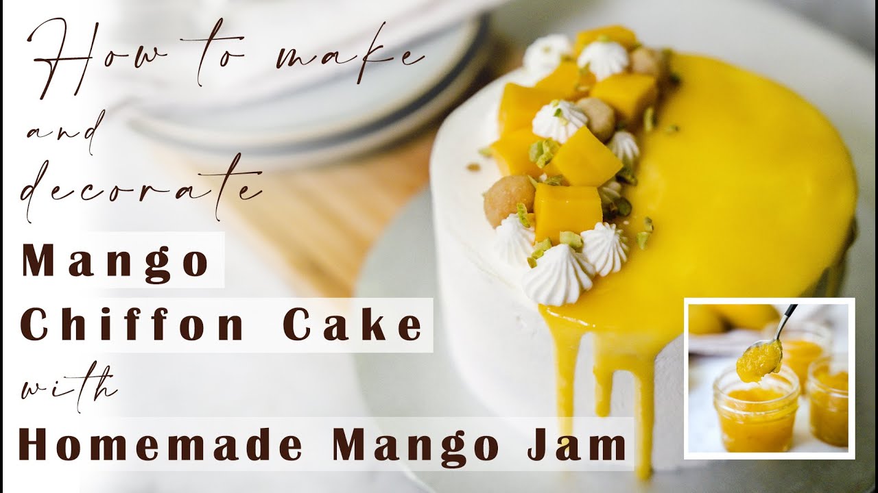 6” Mango Chiffon Cake, Homemade Mango Preserves & Mango Chocolate Drip Tutorial | 6” 芒果戚风蛋糕配自制芒果酱