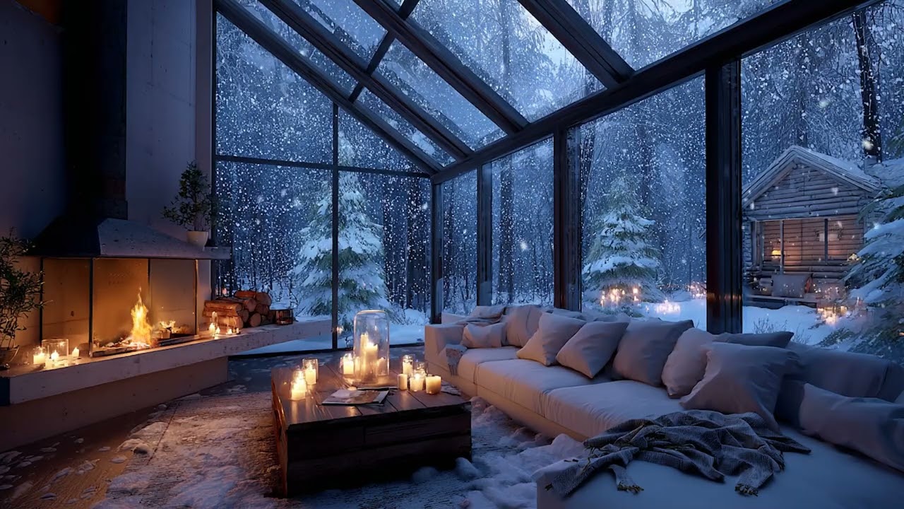 🎹 Peaceful Winter Piano ❄️ Warm Fireplace & Snow Ambience for Study, Relax & Heal