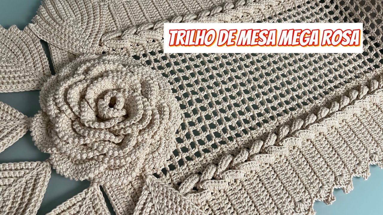 Trilho de mesa Mega Rosa 160cm x 50cm (BASE) feito por @luziafigueiredo_croche