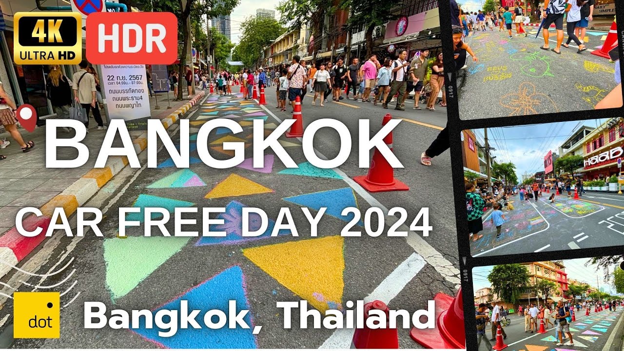 4K HDR | Walking Bangkok Car Free Day 2024: Exploring Banthat Thong Walking Street | Bangkok