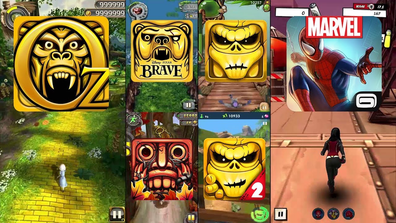 Temple Run Oz Vs Brave Vs Temple Run 2 Jungle Fall Vs Zombie Run Vs Zombie Run 2 Vs Spider Man