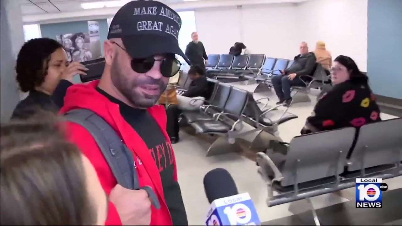 Enrique Tarrio speaks to Local 10 moments after landing in Miami