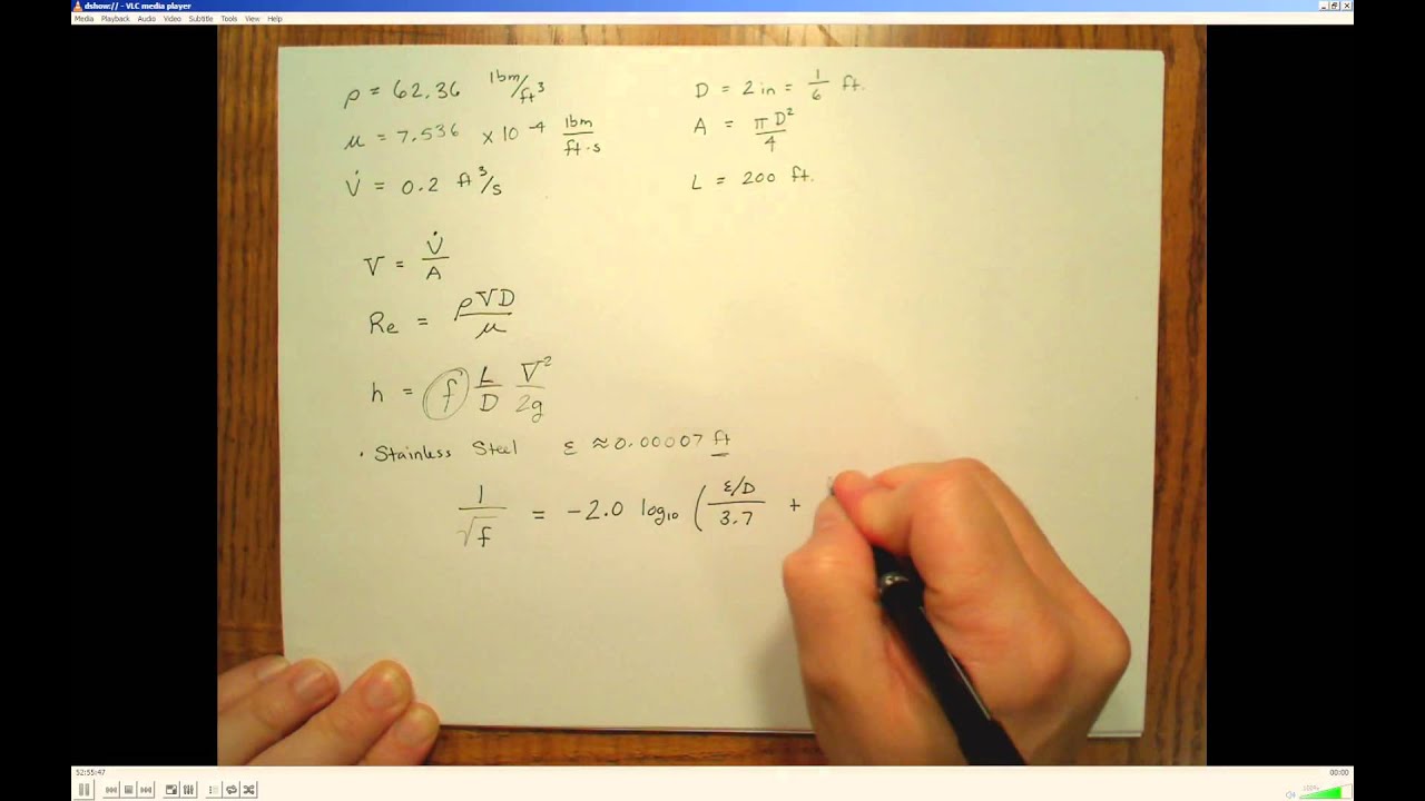 Pipe Flow - Calculating Head Loss Example