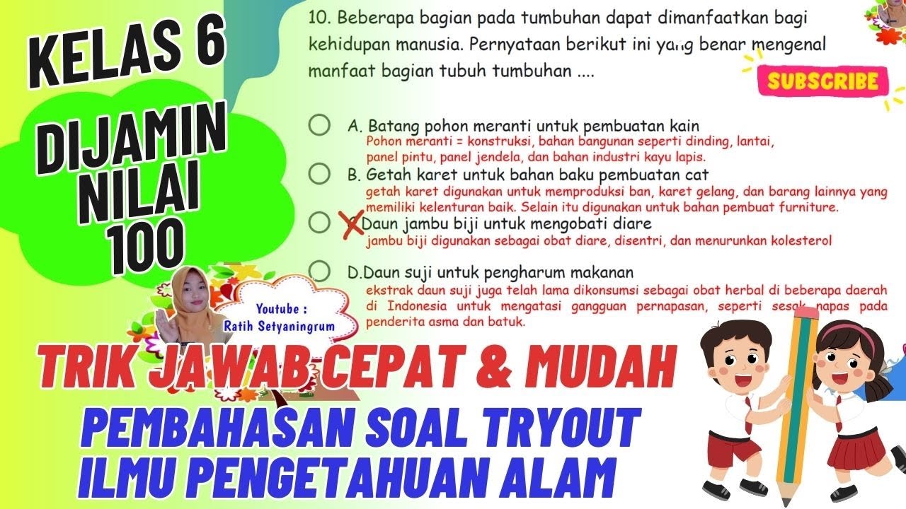 TRIK JAWAB CEPAT PASTI BENAR SOAL TRYOUT IPA KELAS 6