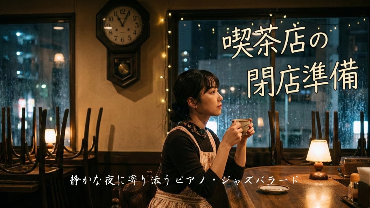 喫茶店の閉店準備 - 静かな夜に寄り添うピアノ・ジャズバラード
