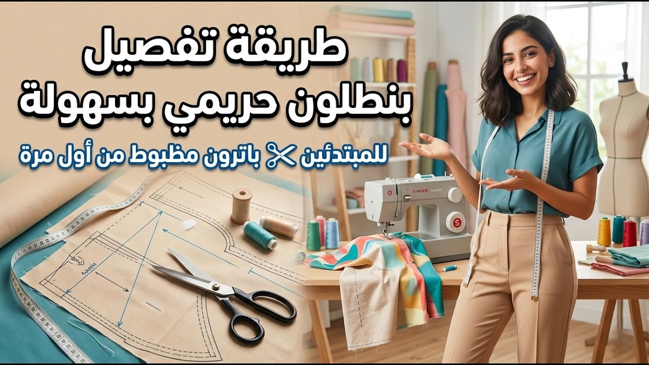 طريقة تفصيل بنطلون حريمي بسهولة ✂️ باترون مظبوط من أول مرة للمبتدئين