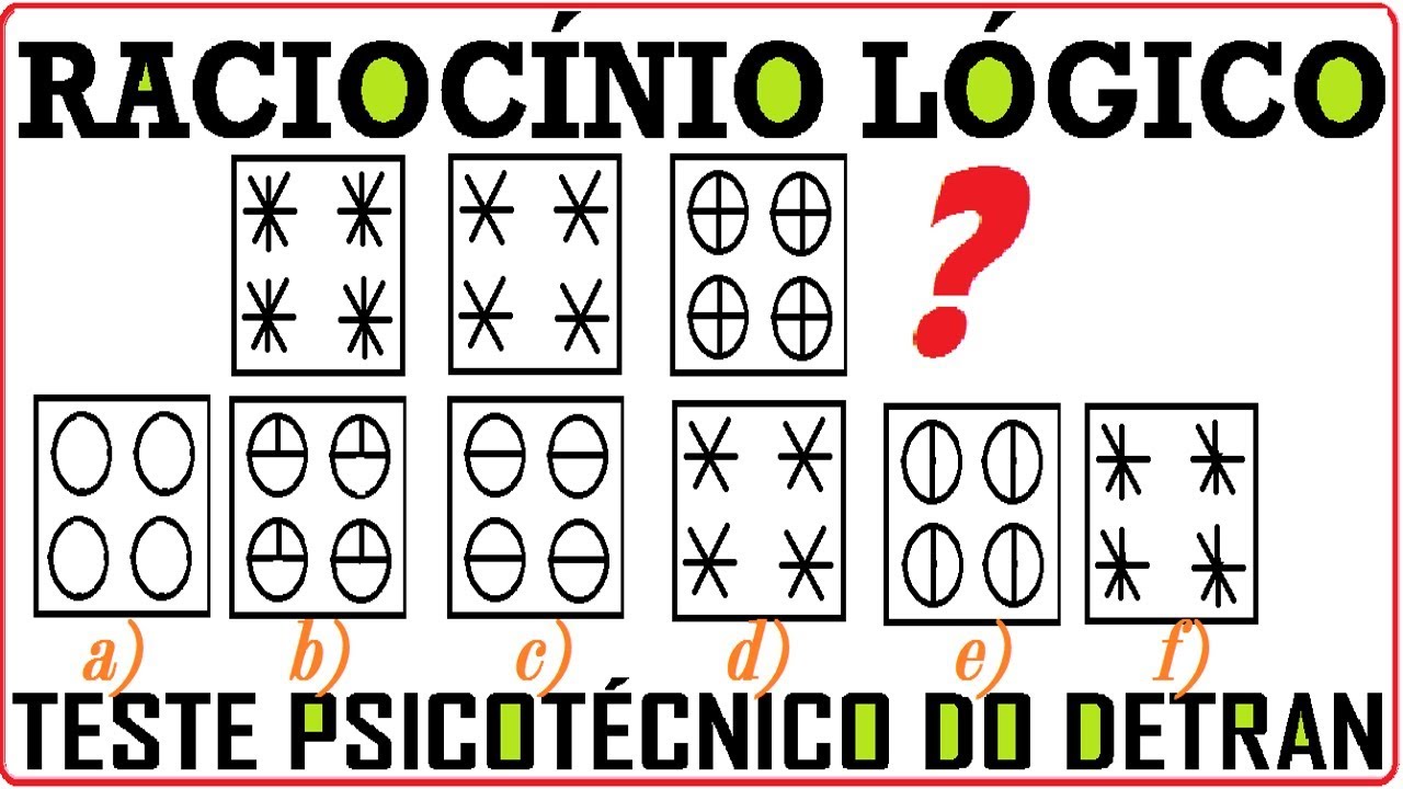 Raciocínio Lógico Figuras e imagens Teste psicotécnico QI Quociente Inteligência Detran Concurso RLM