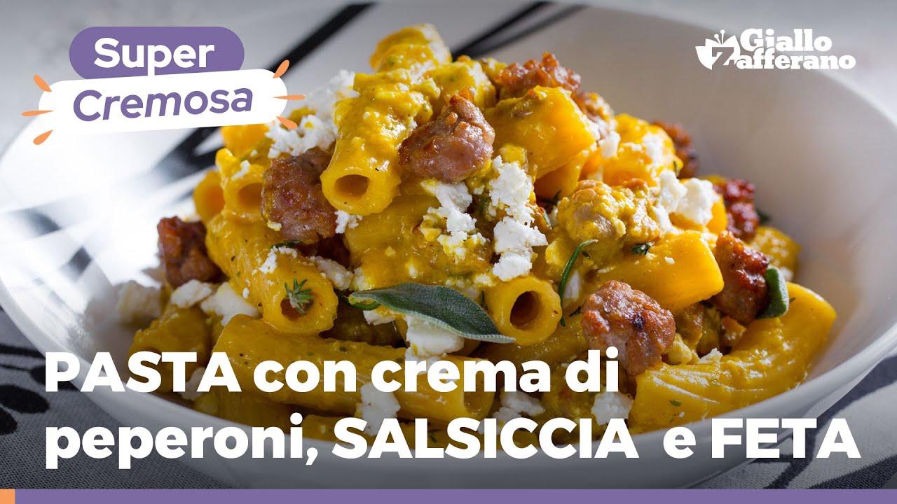 PASTA CREMOSA con PEPERONI, SALSICCIA e FETA: facile e veloce!